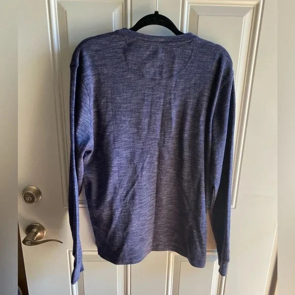 U.S.Polo ASSN Shirt Men's Medium Blue Henley Striated Long Sleeve New With Tags - Picture 4 of 6